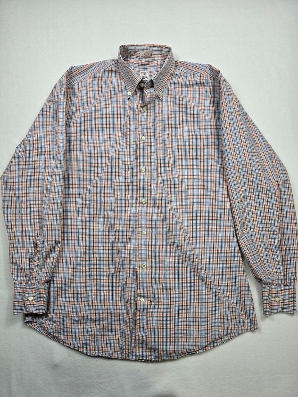 Peter Millar Mens Large Sport Fit Button-Down Plaid Shirt Cotton